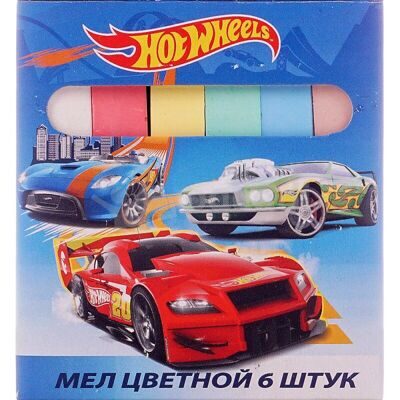 Мел цветной "Hot Wheels", 6 шт в упаковке с европодвесом