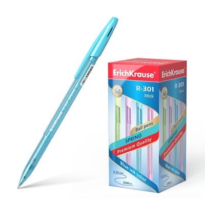 Ручка шариковая ErichKrause® R-301 Spring Stick 0.7, цвет чернил синий (в коробке по 50 шт.)