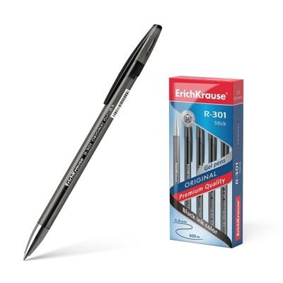 Ручка гелевая ErichKrause R-301 Original Gel 0.5, цвет чернил черный (в коробке по 12 шт.)