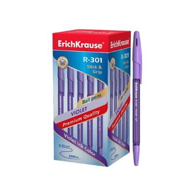 Ручка шариковая ErichKrause® R-301 Violet Stick&Grip 0.7, цвет чернил фиолетовый (в коробке по 50 шт )